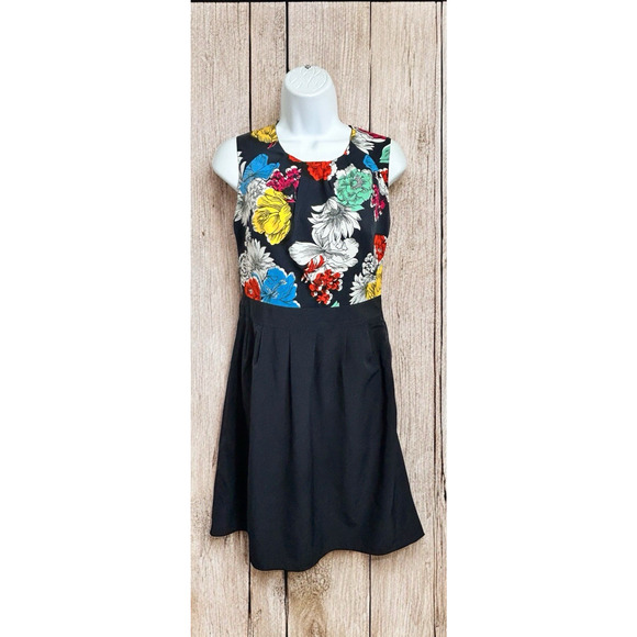 Banana Republic Navy Floral Dress Fit & Flare Sz 2 Lined Sleeveless Knee Length - Picture 1 of 10